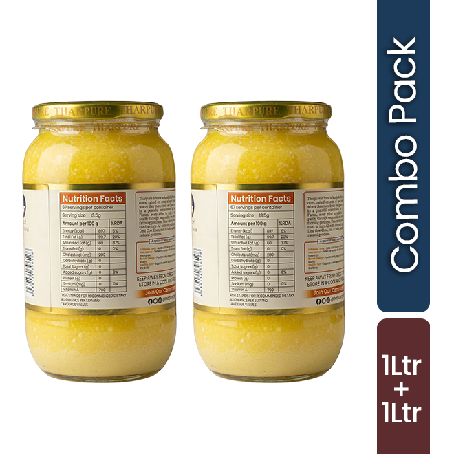 Pure Desi Gir Cow A2 Bilona Ghee In India Combo Pack (1Ltr + 1Ltr)